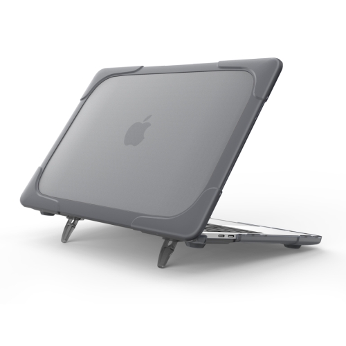 

For Macbook Pro 13.3 inch (A1708) & with Touchbar (A1706) Laptop TPU + PC Folding Shockproof Protective Case with Holder(Grey)