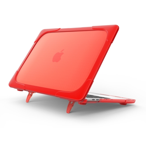 

For Macbook Pro 13.3 inch (A1708) & with Touchbar (A1706) Laptop TPU + PC Folding Shockproof Protective Case with Holder(Red)