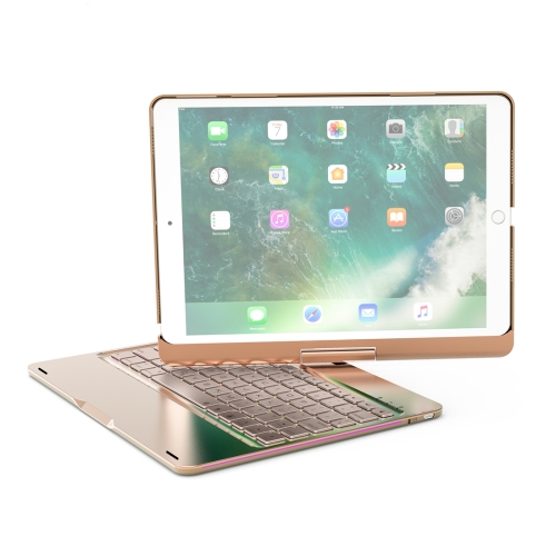 

F360 For iPad Pro 10.5 inch & iPad Air 10.5 inch Rotatable Colorful Backlight Laptop Version Aluminum Alloy Bluetooth Keyboard Protective Cover (Gold)