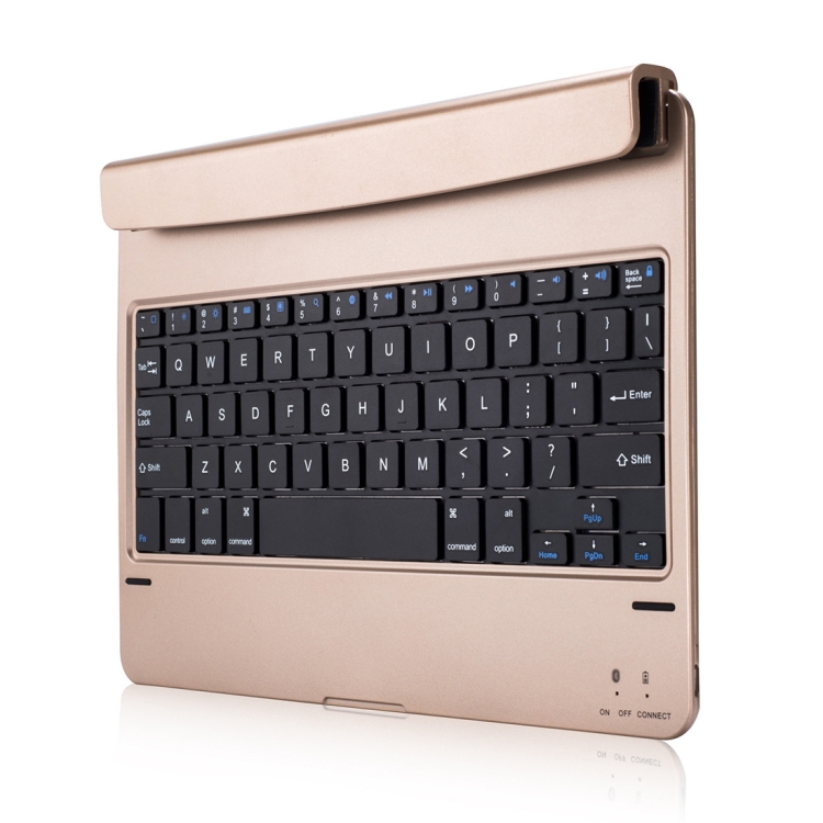 

P1305 For iPad Air 2 & Air 1 / Pro 9.7 inch & 2017 iPad & 2018 iPad Plug-in Card Slot Plastic Bluetooth Keyboard Protective Cover with Stand Function (Gold)
