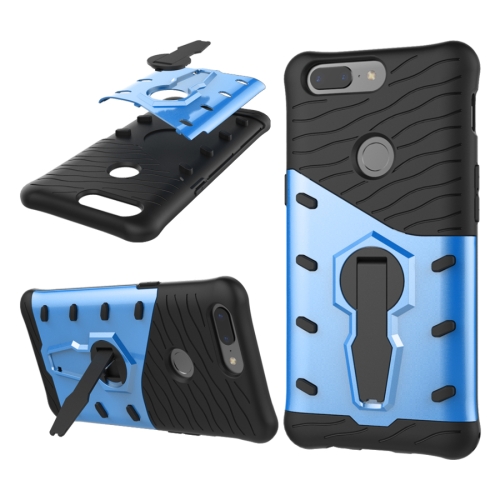 

For OnePlus 5T PC + TPU Dropproof Sniper Hybrid Protective Back Cover Case with 360 Degree Rotation Holder (Blue)