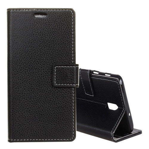 

Litchi Texture Horizontal Flip Leather Case for OnePlus 6T, with Holder & Card Slots & Wallet(Black)