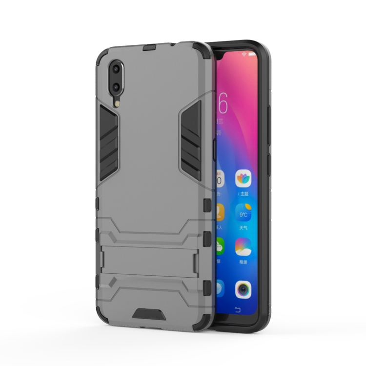 

Shockproof PC + TPU Case for Vivo X23, with Holder (Grey)