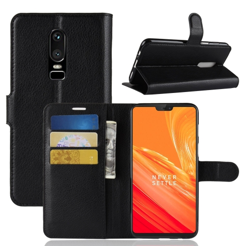 

For OnePlus 6 Litchi Texture Horizontal Flip Leather Case with Holder & Card Slots & Wallet(Black)