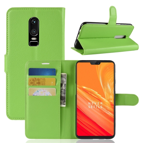 

For OnePlus 6 Litchi Texture Horizontal Flip Leather Case with Holder & Card Slots & Wallet(Green)
