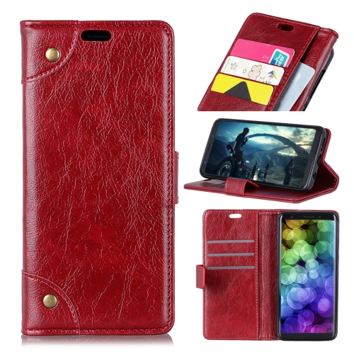 

Copper Buckle Nappa Texture Horizontal Flip Leather Case for OnePlus 6T, with Holder & Card Slots & Wallet (Wine Red)