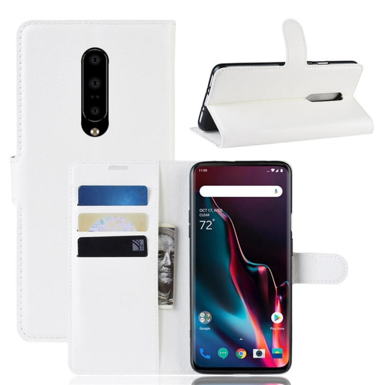 

Litchi Texture Horizontal Flip Leather Case for OnePlus 7 Pro, with Wallet & Holder & Card Slots(White)