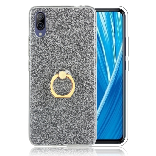 

Glittery Powder Shockproof TPU Protective Case for Vivo X23, with 360 Degree Rotation Ring Holder (Black)
