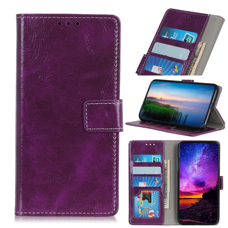 

Magnetic Retro Crazy Horse Texture Horizontal Flip Leather Case for Wiko VIEW 3 Pro, with Holder & Card Slots & Wallet(Purple)