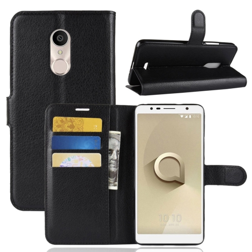 

For Alcatel 3C Litchi Texture Horizontal Flip Leather Case with Wallet & Holder & Card Slots(Black)