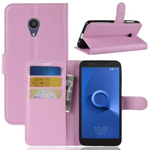 

Litchi Texture Horizontal Flip Leather Case for Alcatel 1X, with Wallet & Holder & Card Slots (Pink)