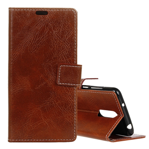 

Retro Crazy Horse Texture Horizontal Flip Leather Case for Alcatel 1C, with Holder & Card Slots & Photo Frame (Brown)