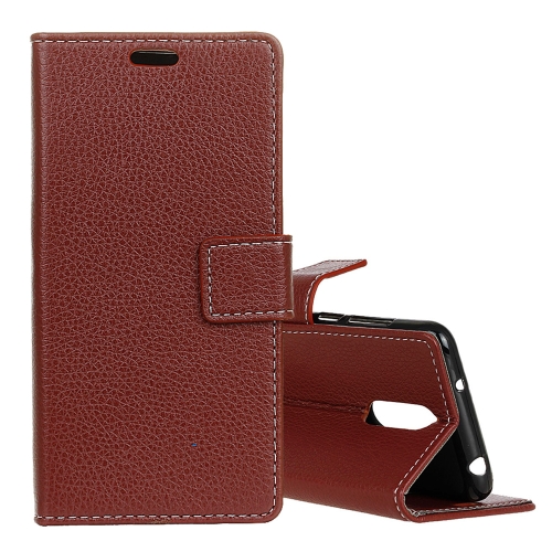 

Litchi Texture Horizontal Flip Leather Case for Alcatel 1C, with Holder & Card Slots & Photo Frame (Brown)