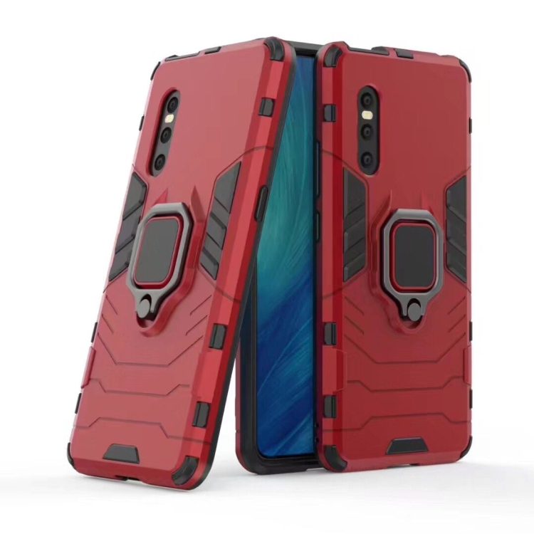 

Shockproof PC + TPU Protective Case for VIVO X27, with Magnetic Ring Holder (Red)