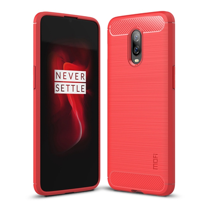 

MOFI Brushed Texture Carbon Fiber TPU Case for OnePlus 6T (Red)