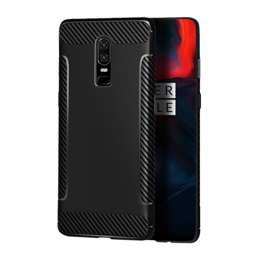 

Carbon Fiber Anti-slip TPU Protective Case for OnePlus 6 (Black)