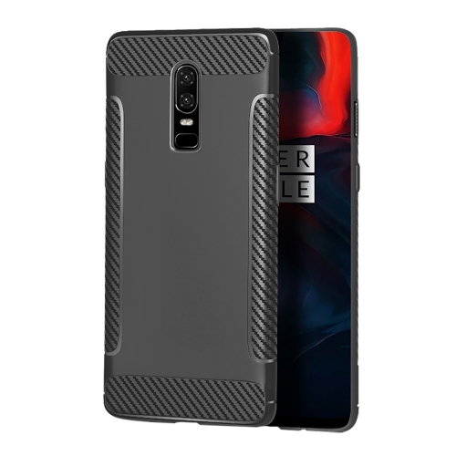 

Carbon Fiber Anti-slip TPU Protective Case for OnePlus 6 (Grey)
