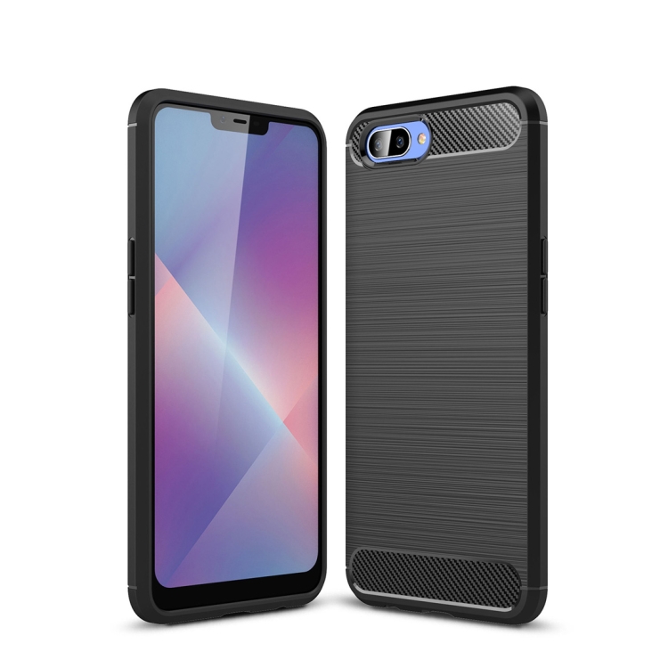

Brushed Texture Carbon Fiber Shockproof TPU Case for OPPO AX5(Black)