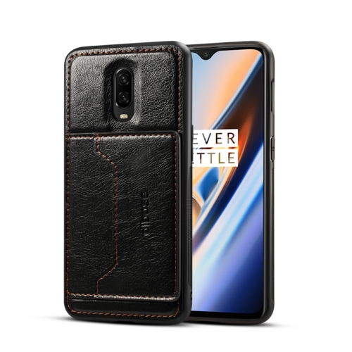 

Dibase TPU + PC + PU Crazy Horse Texture Protective Case for OnePlus 7, with Holder & Card Slots (Black)