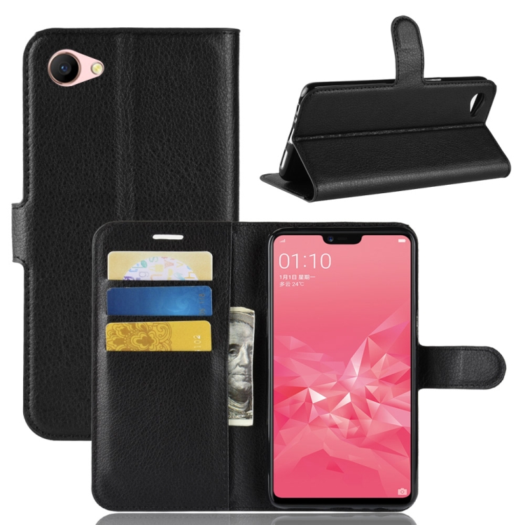 

Litchi Texture Horizontal Flip Leather Case for OPPO A3, with Wallet & Holder & Card Slots (Black)