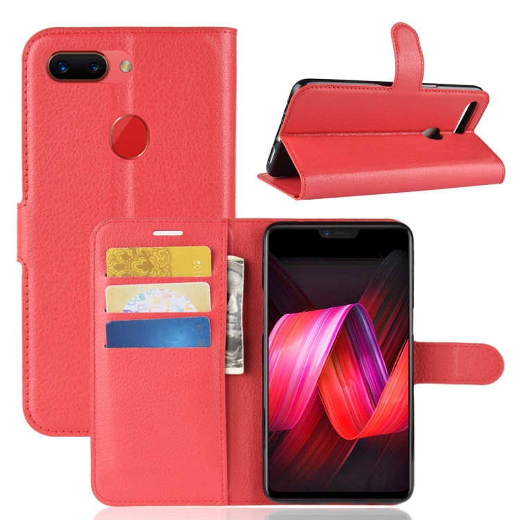 

Litchi Texture Horizontal Flip Leather Case for OPPO R15 Pro, with Wallet & Holder & Card Slots (Red)