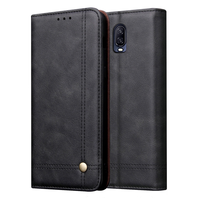 

Casual Style Retro Crazy Horse Texture Horizontal Flip Leather Case for OnePlus 6T, with Card Slots & Holder & Wallet (Black)