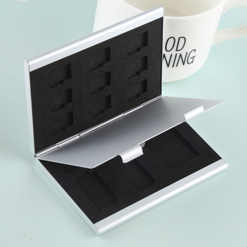 

14 in 1 Memory Card Aluminum Alloy Protective Case Box for SD + 11 TF + 2 Mini SD Cards(Silver)