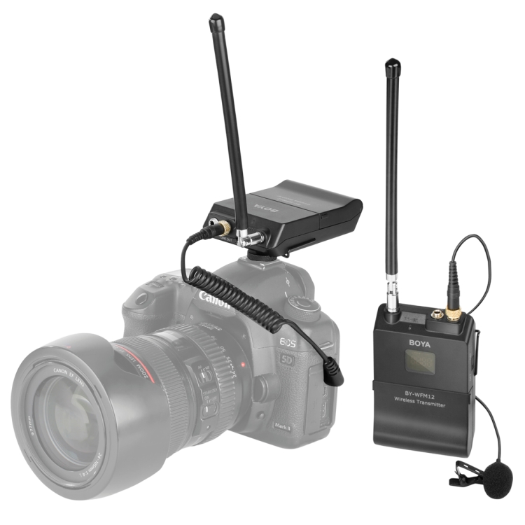 

BOYA BY-WFM12 VHF Wireless Microphone System with Transmitter and Receiver for DSLR Cameras and Video Cameras (Black)
