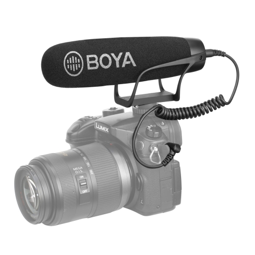

BOYA BY-BM2021 Shotgun Super-Cardioid Condenser Broadcast Microphone with Windshield for Canon / Nikon / Sony DSLR Cameras, Smartphones (Black)