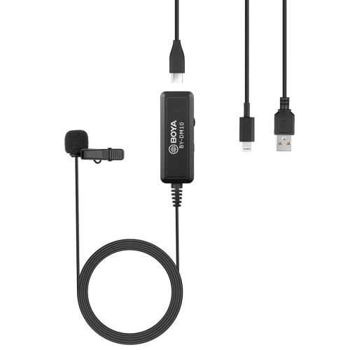 

BOYA BY-DM10 USB / 8 Pin Plug Broadcast Lavalier Microphone with Windscreen, Cable Length: 6m(Black)