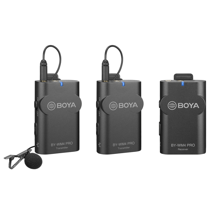 

BOYA BY-WM4 Pro K2 Dual-Channel Digital Wireless Lavalier Microphone System with Transmitter and Receiver for Smartphones and Cameras (Black)