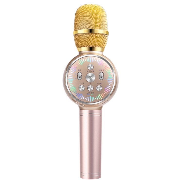 

K2 Bluetooth 5.0 Karaoke Live Colorful Lights Wireless Bluetooth Microphone (Gold)
