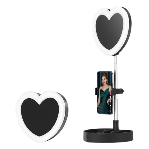 

G5 Heart Shape Multi-function Live Broadcast Beauty Fill Light Mobile Phone Holder (Black)