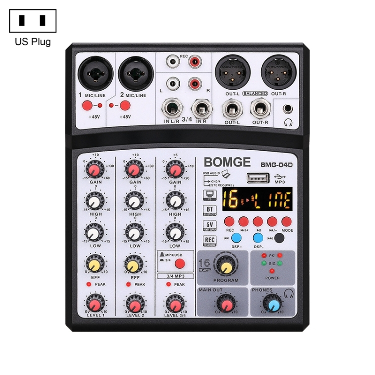 

BMG-40D 4-channel Bluetooth USB Mini Mixer Sound Card, US Plug (Black)