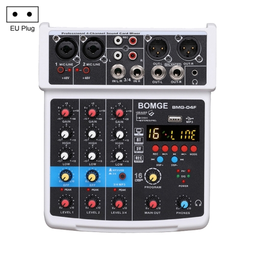 

BMG-40F 4-channel Bluetooth USB Mini Mixer Sound Card, EU Plug (White)