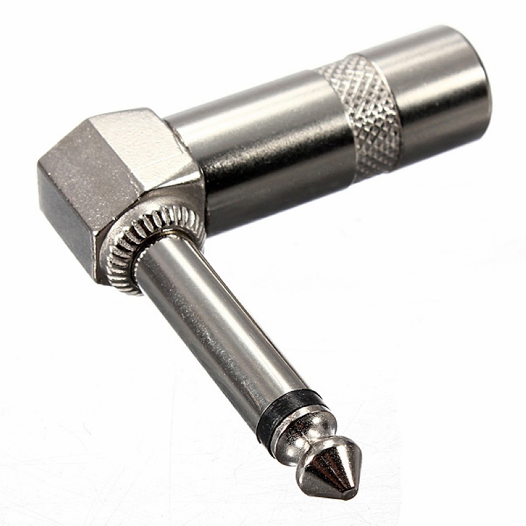 

1/4 Inch 6.35mm Audio Mono Plug L-shaped Right Angle Screw Jack Male Guitar Audio Connector
