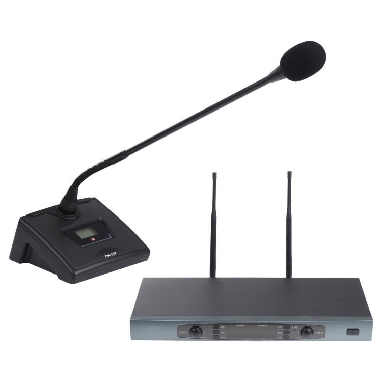 

KVM K58 UHF Professional Meeting Wireless Microphone System with 2 Desktop Microphone, 1 to 2, US Plug