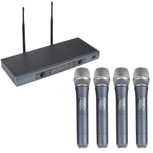 

KVM K640 UHF Professional Wireless Microphone System with 4 Handheld Mic, 1 to 4, US Plug