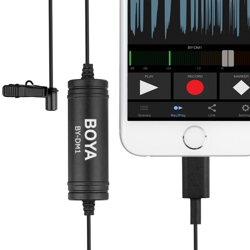 

BOYA BY-DM1 8 Pin Interface Plug Professional Lavalier Microphone, Cable Length: 6m(Black)