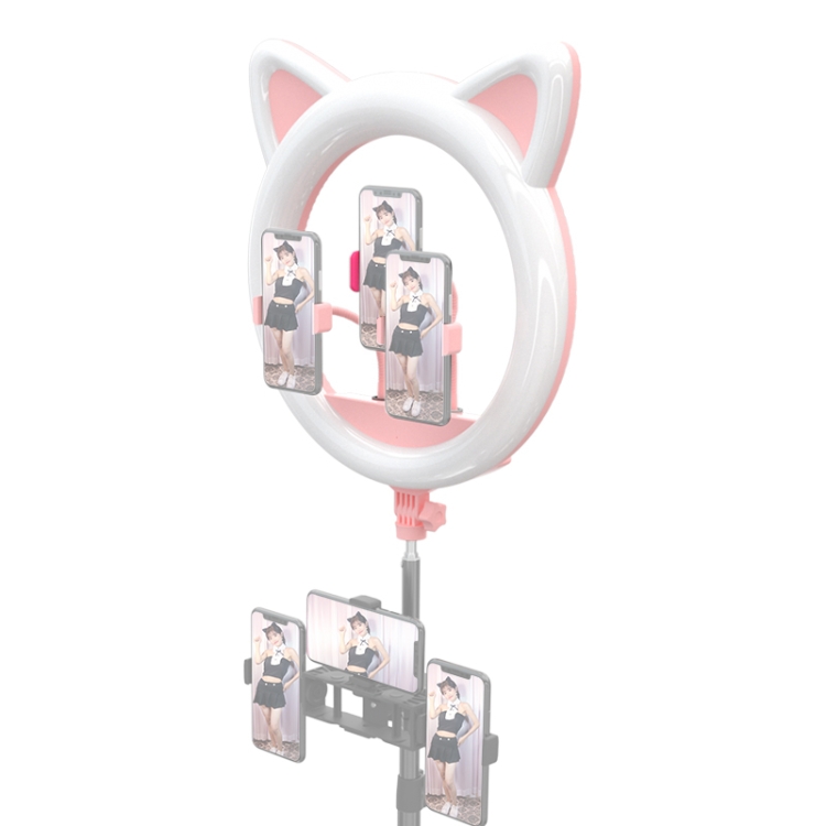 

RK45 20 inch Portable Tri-color Adjustable Brightness Cute Cat Fill Light with Phone Clamp(Pink)