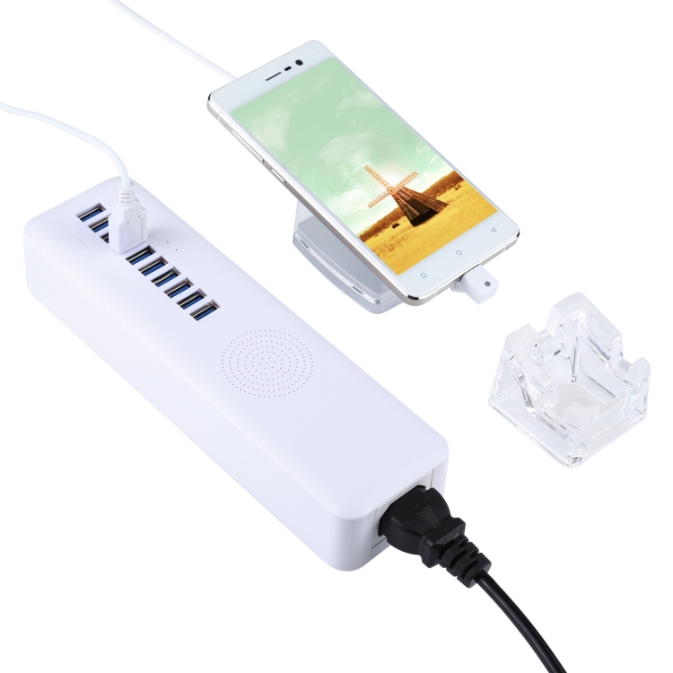 

Mult-Port Security HUB + Mobile Phone Anti-theft Alarm Display Stand with Remote Control for Mobile Phones with Micro-USB Port