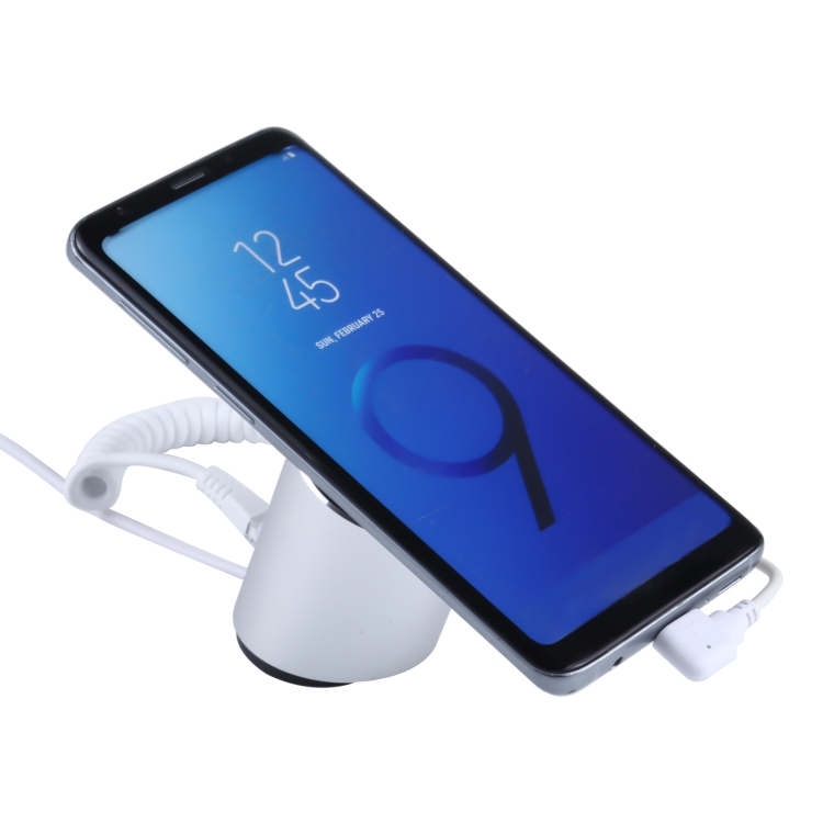 

Aluminum Shell Cylindrical Display Stand Digital Magnetic Security System Burglar Alarm / Anti-theft Alarm Display Holder for Mobile Phones with Type-C / USB-C Port