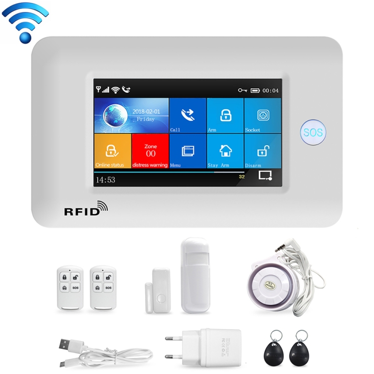 

PG-106-GSM GSM/GPRS + WiFi Intelligent Alarm System with Touch Screen & RFID Function