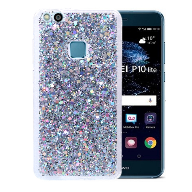 

For Huawei P10 Lite Glitter Powder Soft TPU Protective Case (Silver)