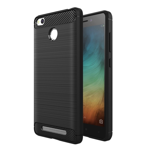 

For Xiaomi Redmi 3S Brushed Texture Carbon Fiber TPU Protective Case(Black)