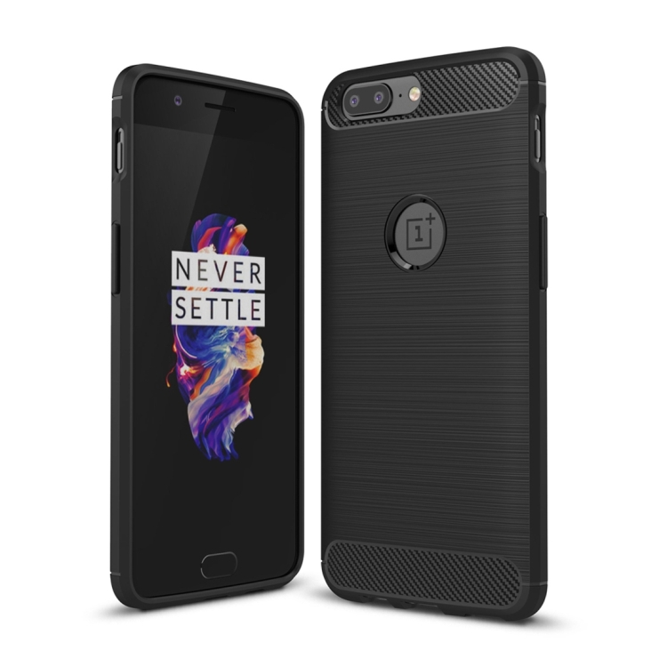 

For OnePlus 5 Brushed Texture Carbon Fiber Shockproof TPU Rugged Armor Protective Case(Black)