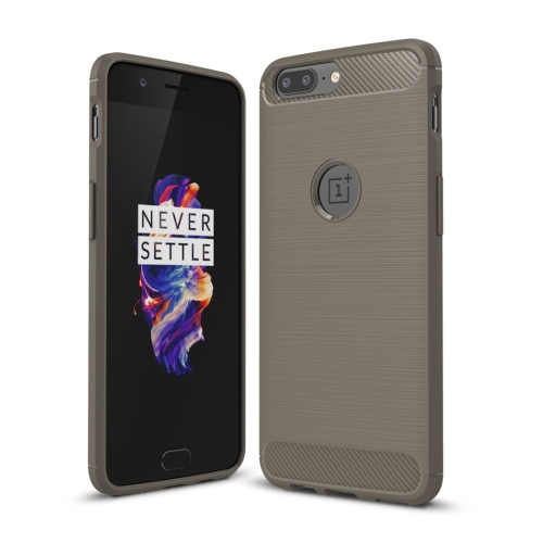 

For OnePlus 5 Brushed Texture Carbon Fiber Shockproof TPU Rugged Armor Protective Case(Grey)