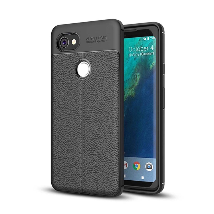 

For Google Pixel 2 XL Litchi Texture Full Coverage TPU Protective Back Cover Case (Black)