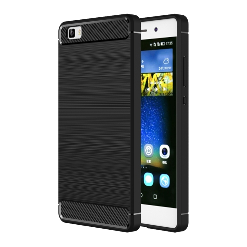 

For Huawei P8 Lite Brushed Texture Fiber TPU Rugged Armor Protective Case(Black)
