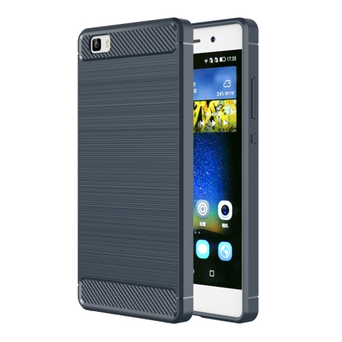 

For Huawei P8 Lite Brushed Texture Fiber TPU Rugged Armor Protective Case(Dark Blue)